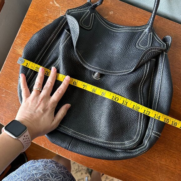 PRADA {VINTAGE} 1990's Hobo Slouch Bag | black pebbled leather - Picture 10 of 15